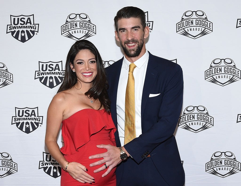 Swimmer Michael Phelps and wife Nicole Johnson attend the 2017 USA Swimming Golden Goggle Awards on November 19, 2017, in Los Angeles, California.