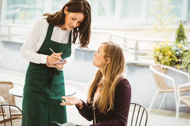 Customer ordering in a restaurant