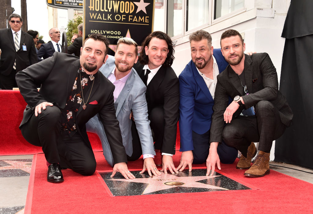 Chris Kirkpatrick, Lance Bass, JC Chasez, Joey Fatone and Justin Timberlake of NSYNC are honored with a star on the Hollywood Walk of Fame on April 30, 2018