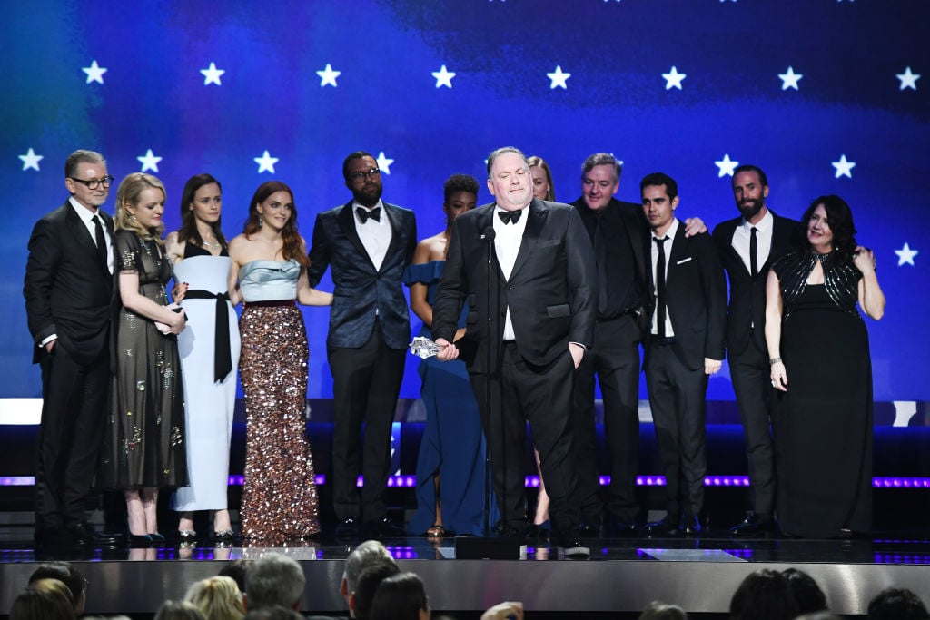 Bruce Miller with 'The Handmaid's Tale' cast on stage