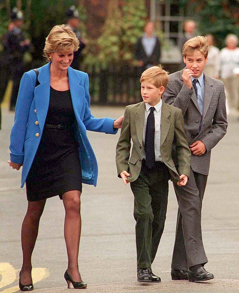Prince Diana with Prince Harry and Princess William