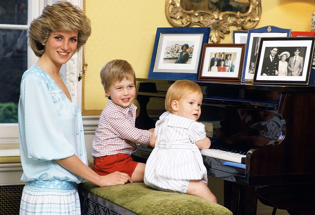 Princess Diana, Prince William, and Prince Harry in 1985.