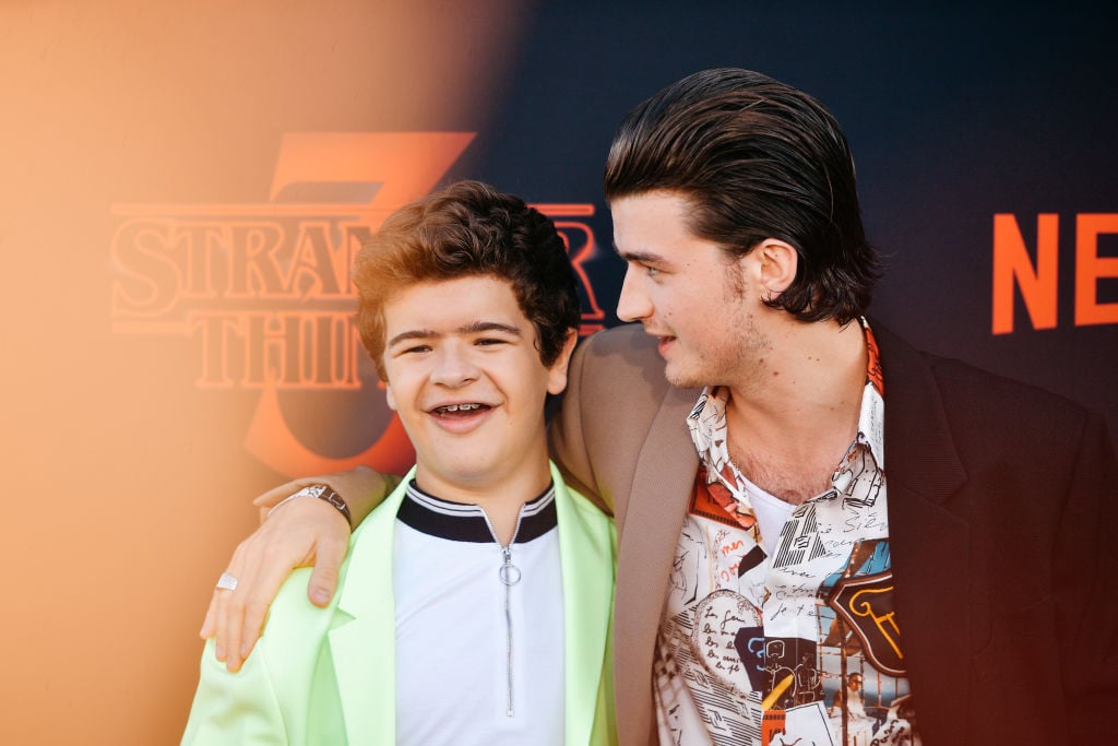 Gaten Matarazzo and Joe Keery attend the premiere of Netflix's Stranger Things Season 3 on June 28, 2019, in Santa Monica, California.