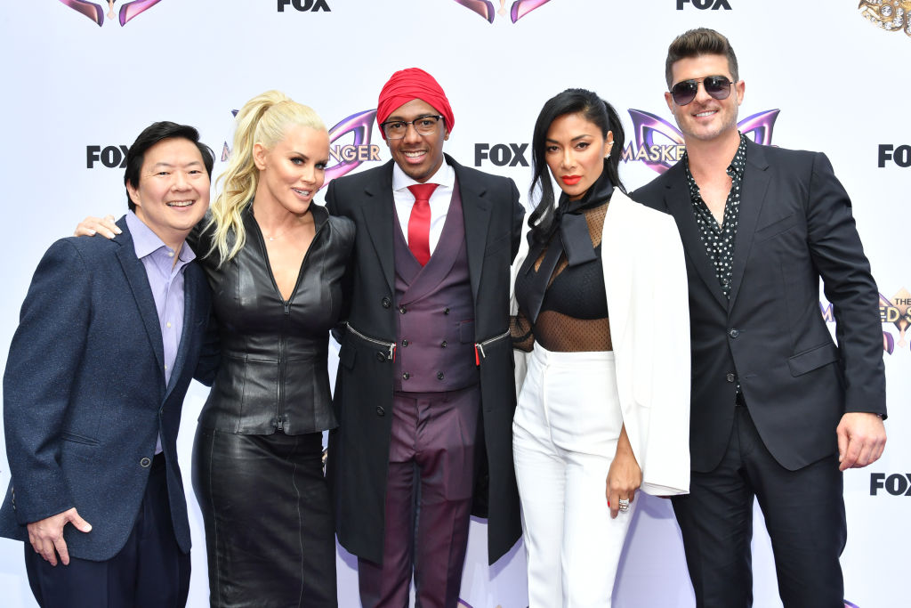 Ken Jeong, Jenny McCarthy, Nick Cannon, Nicole Scherzinger and Robin Thicke of 'The Masked Singer'