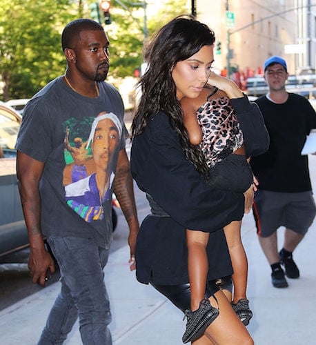 Kim Kardashian with North West and Kanye West