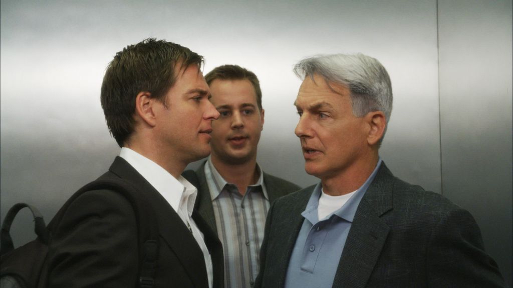 Mark Harmon and Michael Weatherly with Sean Murray | Screen Grab by CBS via Getty Images