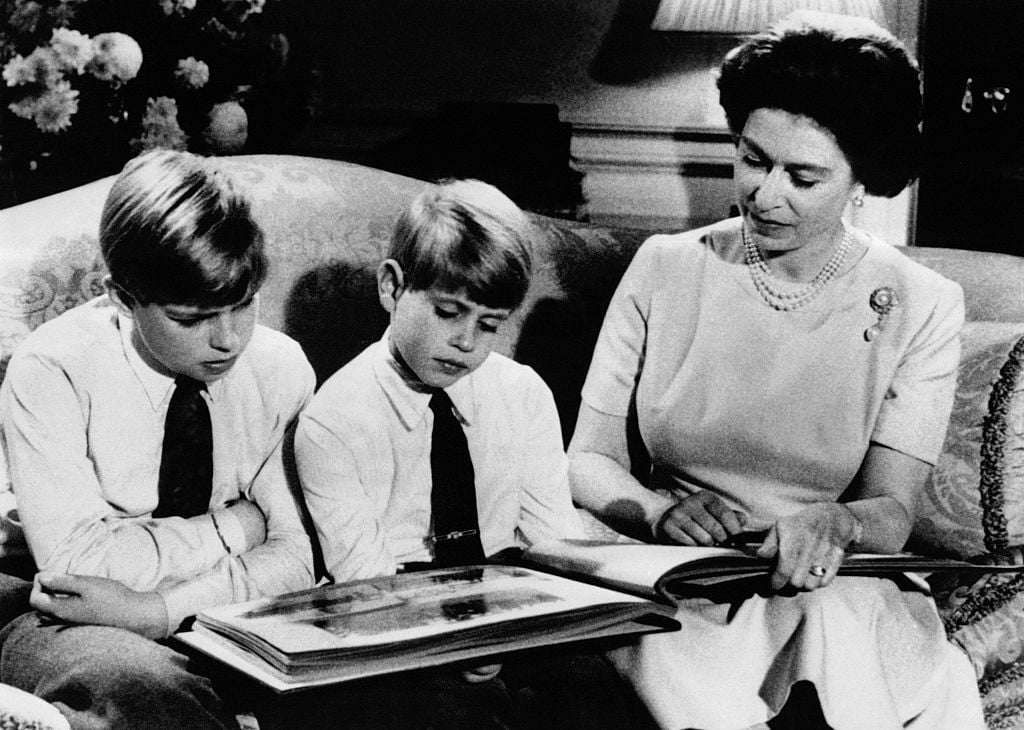 Queen Elizabeth with Prince Andrew and Prince Edward