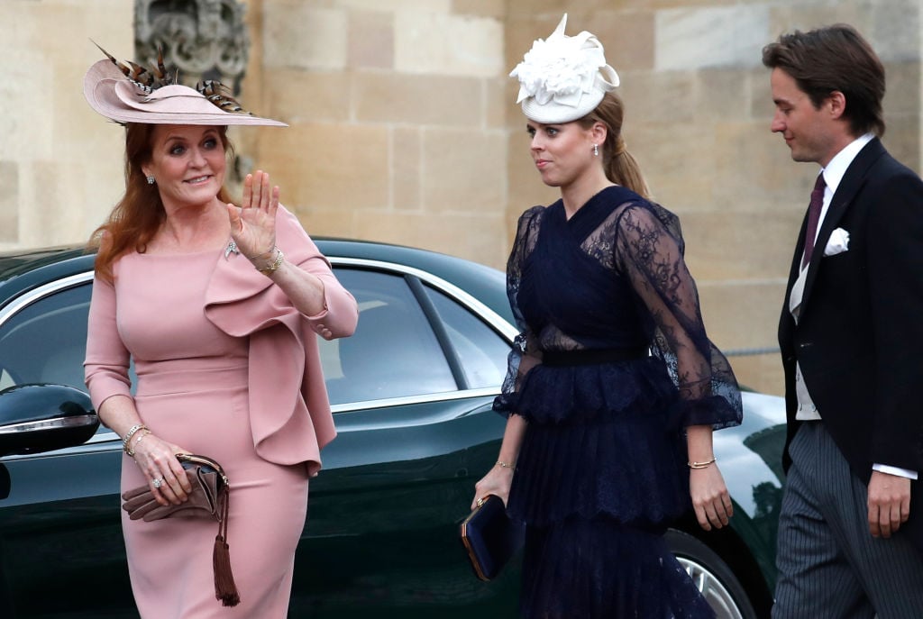 Sarah Ferguson, Duchess of York, Princess Beatrice of York, and Edoardo Mapelli Mozzi