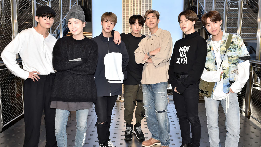 V, Suga, Jin, Jungkook, RM, Jimin, and J-Hope of BTS 