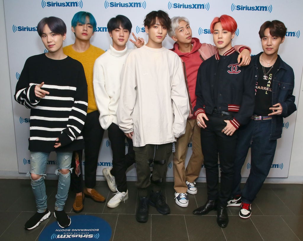 The members of K-pop band BTS visiting the SiriusXM studios