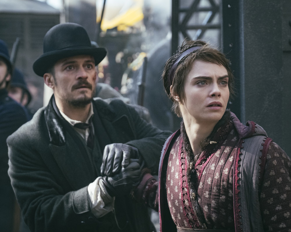 Orlando Bloom and Cara Delevingne in Carnival Row