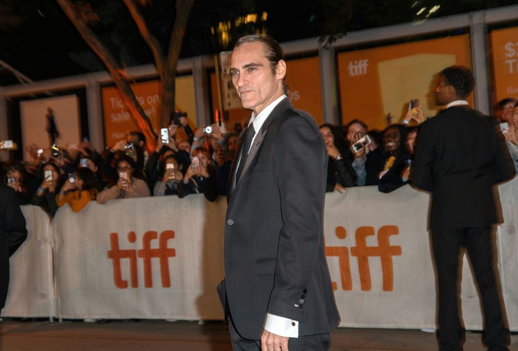 Actor Joaquin Phoenix appears extremely thin and gaunt after a 52-pound weight loss for his role as the Joker