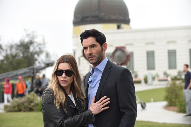 Lauren German and Tom Ellis in Lucifer.
