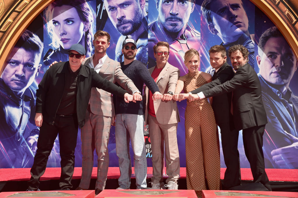Marvel's Kevin Feige with the cast of  'Avengers: Endgame'