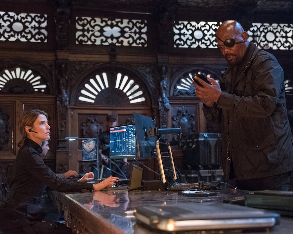 Cobie Smulders and Samuel L. Jackson in Spider-Man: Far From Home