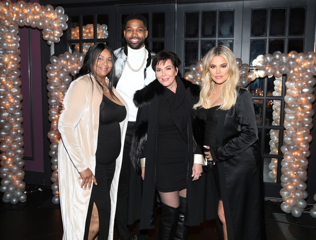 (L-R) Andrea Thompson, Tristan Thompson, Kris Jenner, and Khloe Kardashian