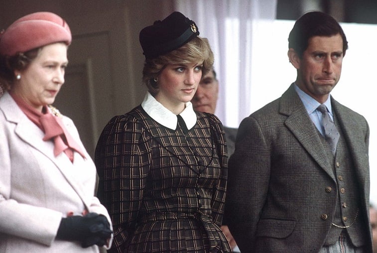 Queen Elizabeth II and Princess Diana and Prince Charles