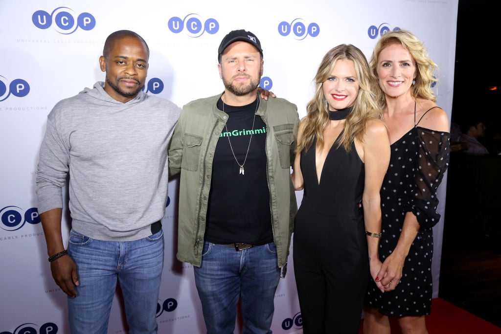 Psych cast (Dule Hill, James Roday, Maggie Lawson, and Kirsten Nelson) at Comic Con celebration