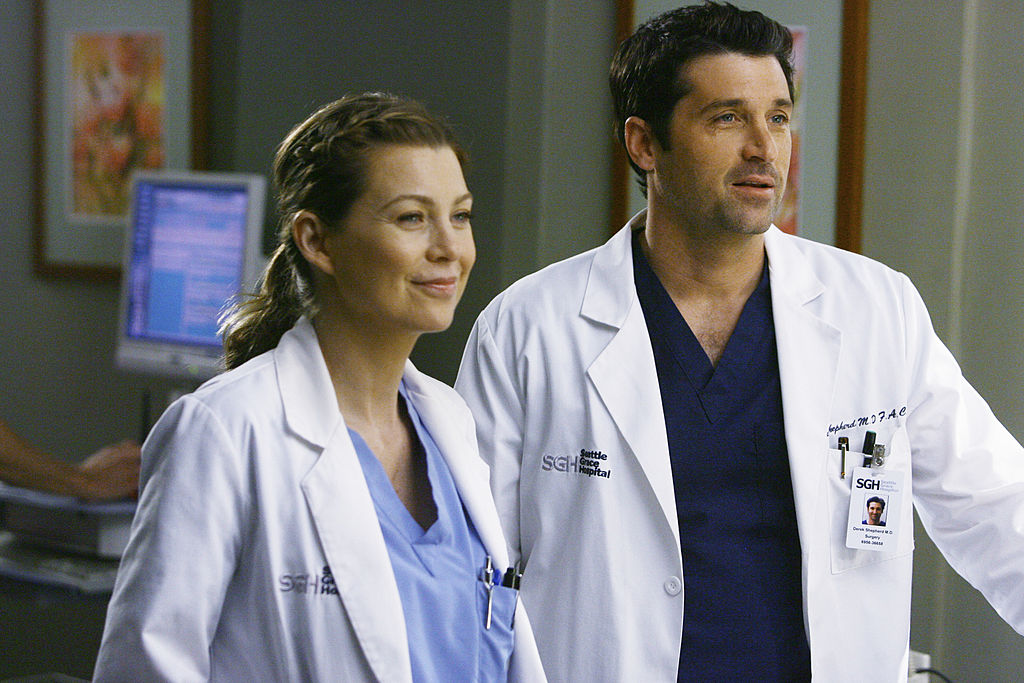 Ellen Pompeo and Patrick Dempsey as Meredith Grey and Derek Shepherd.