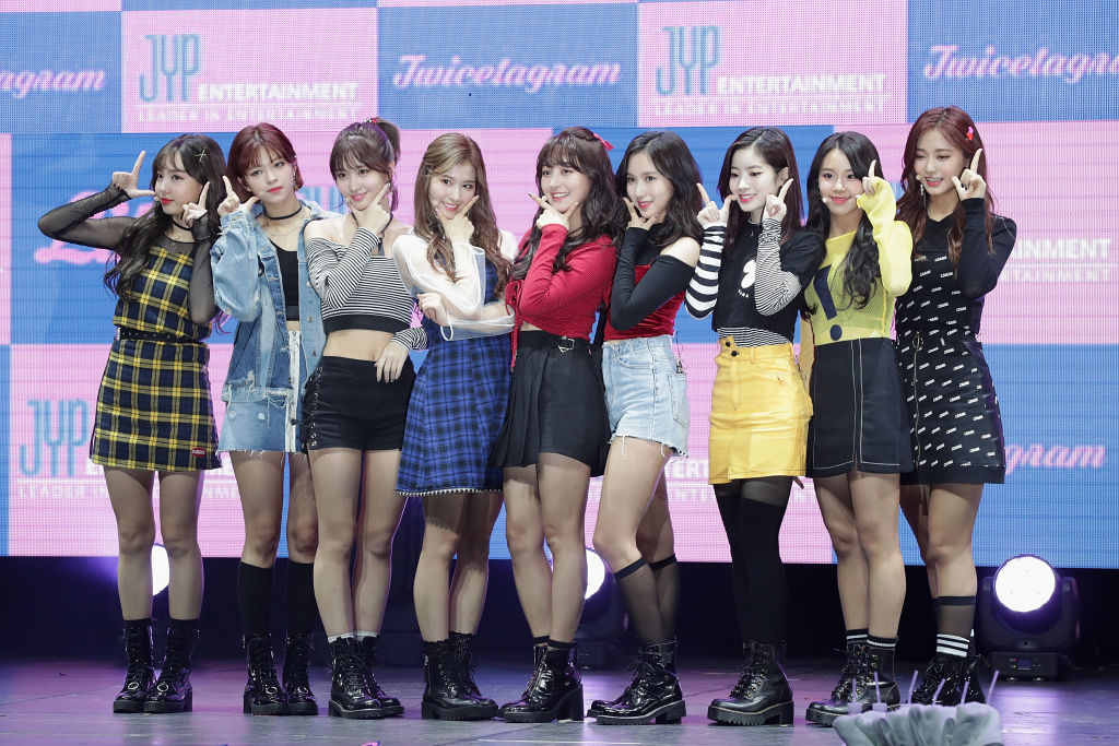 Nayeon, Jeongyeon, Momo, Sana, Jihyo, Mina, Dahyun, Chaeyoung, and Tzuyu of TWICE