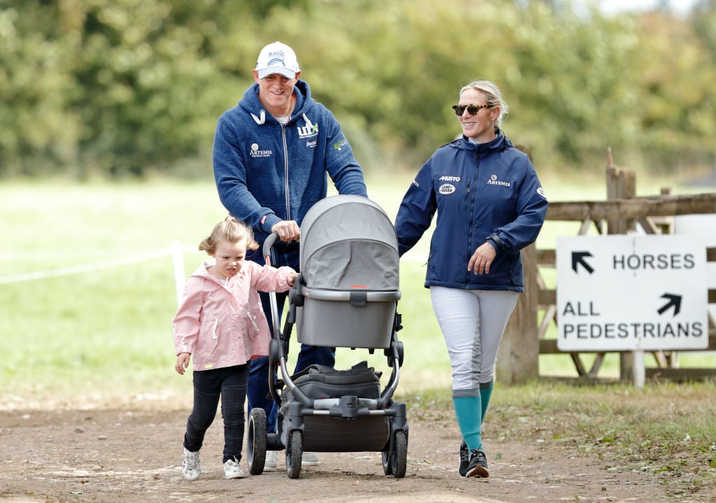 Mike Tindall, Zara Tindall, Mia Tindall, and Lena Tindall (in her stroller)