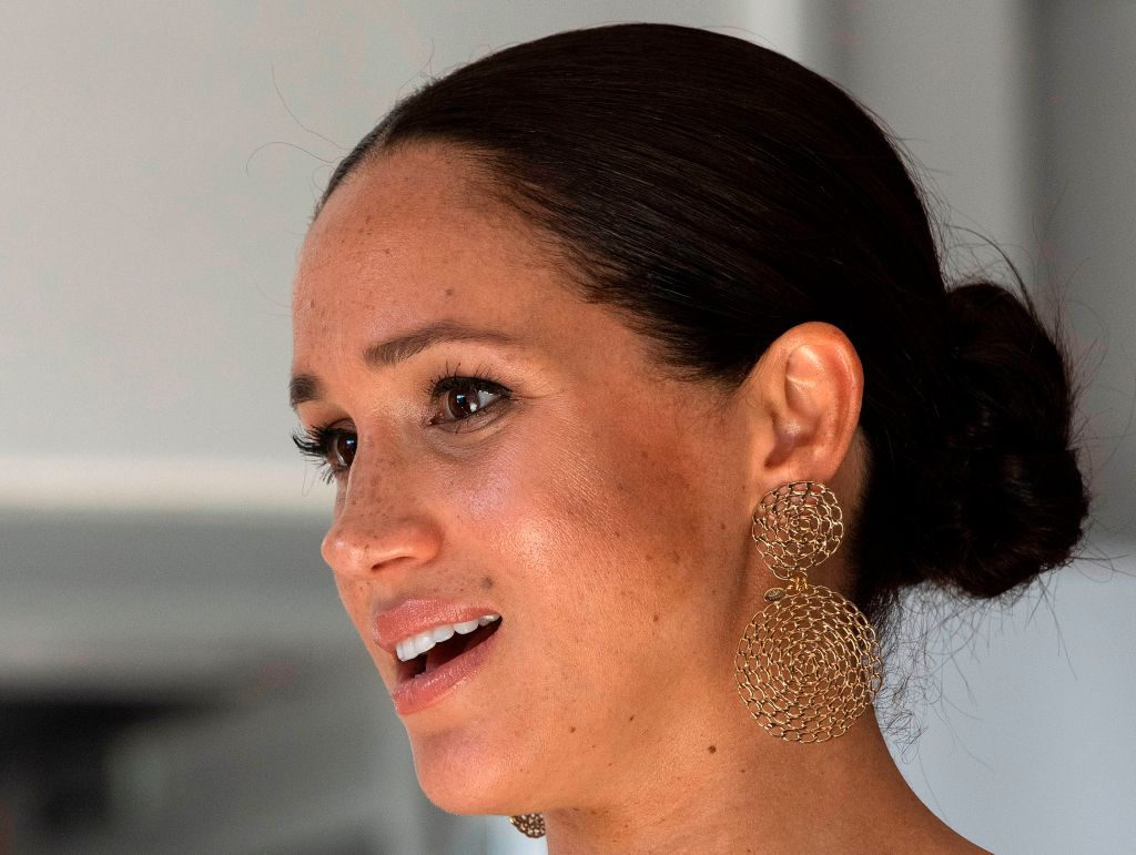 Meghan Markle speaks during a visit to the Woodstock Exchange in Cape Town, South Africa.