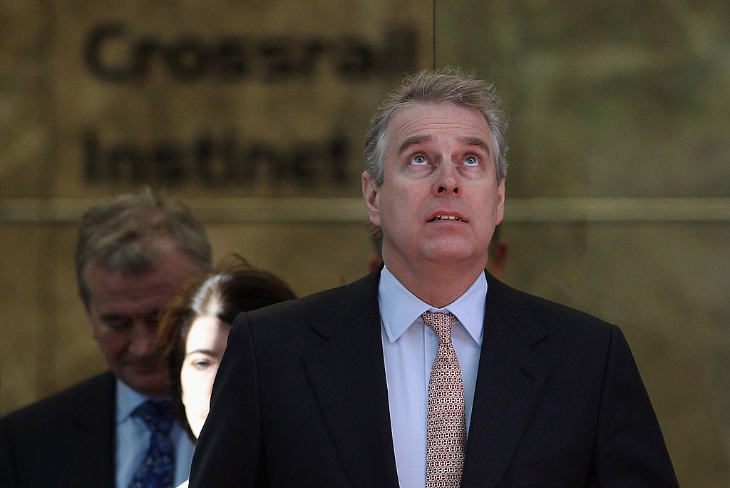 Prince Andrew at Canary Wharf on March 7, 2011 in London, England.