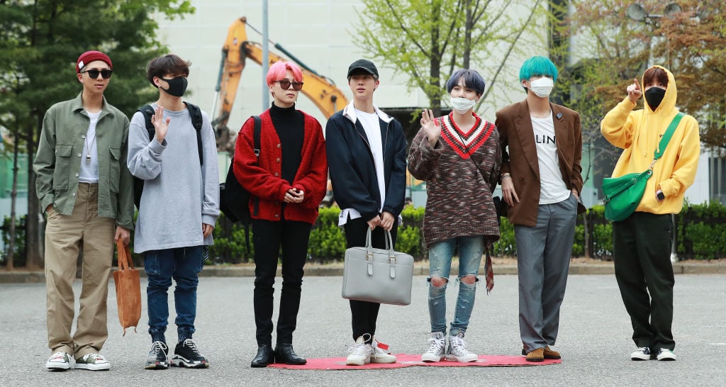 Jungkook, V, Jimin, Suga, J-Hope, RM, and Jin of BTS