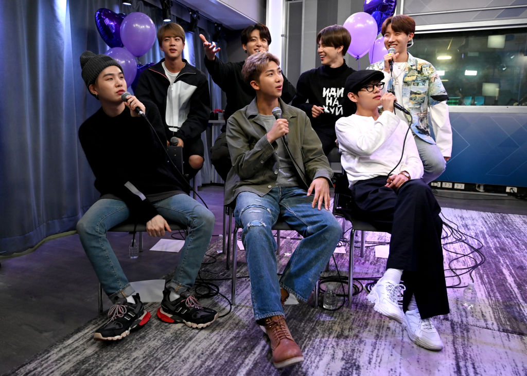 BTS sitting at interview