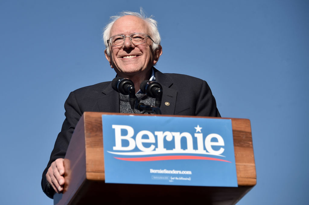 Bernie Sanders speaks during a campaign rally