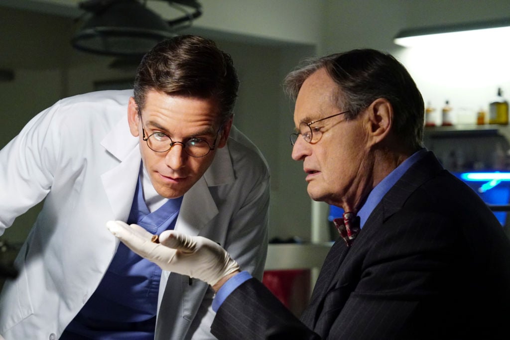 Brian Dietzen David McCallum on the set of NCIS | Monty Brinton/CBS via Getty Images