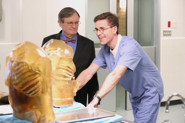  Brian Dietzen and David McCallum in the NCIS lab. | Robert Voets/CBS via Getty Images