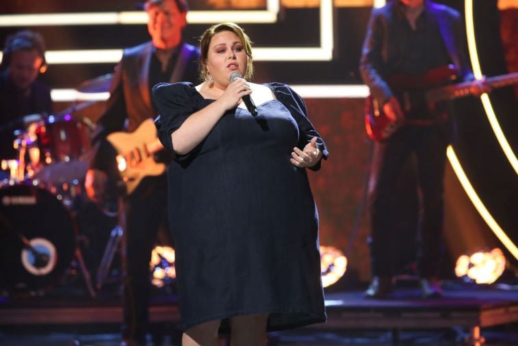 Chrissy Metz singing at the CMT Artists of the Year Awards