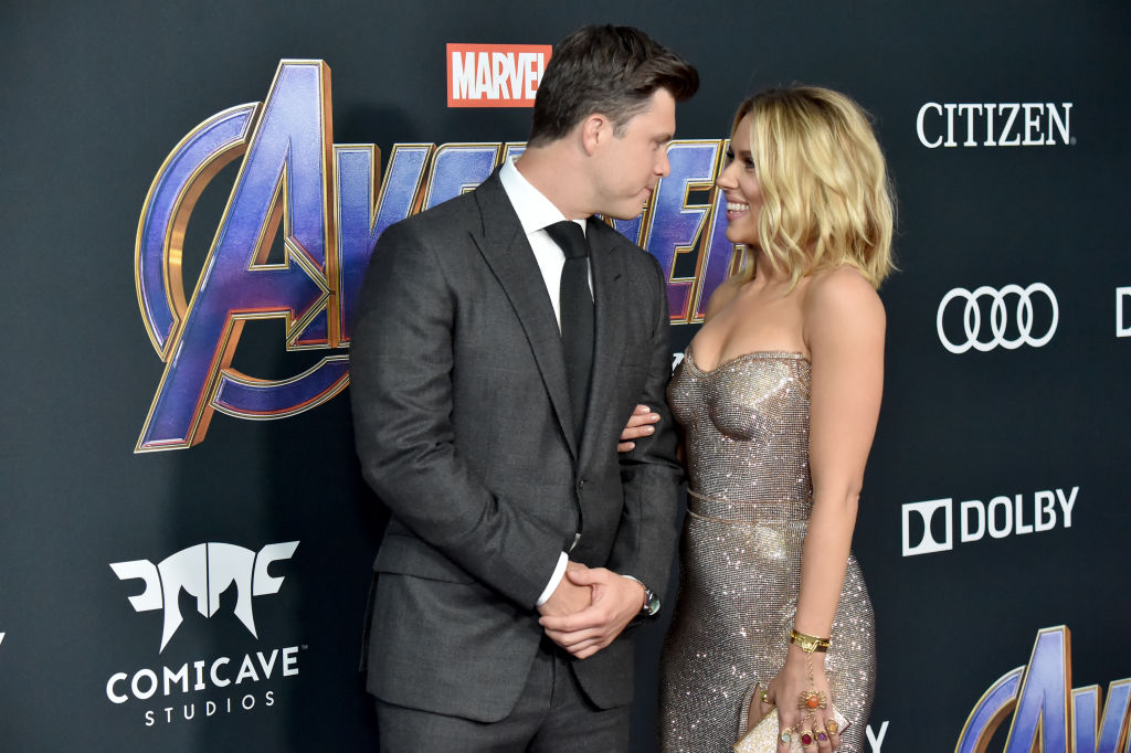 Colin Jost and Scarlett Johansson