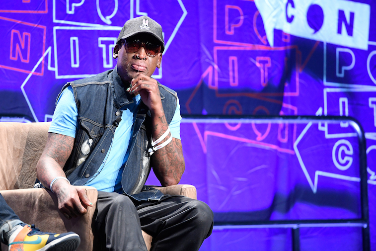 Dennis Rodman speaks onstage