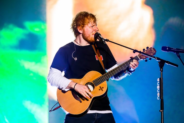Ed Sheeran performing onstage