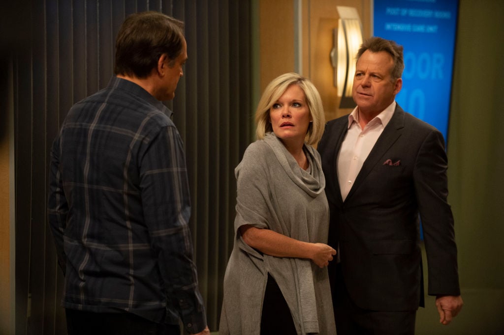 Jon Lindstrom, Maura West, and Kin Shriner on 'General Hospital' 2019