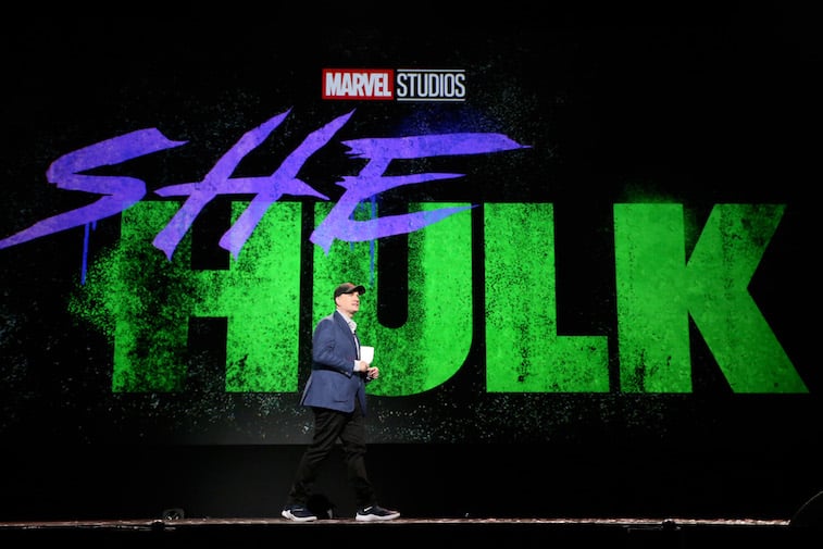 Kevin Feige onstage at D23