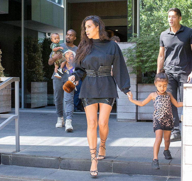 Kim Kardashian and Kanye West with North and Saint in 2016.