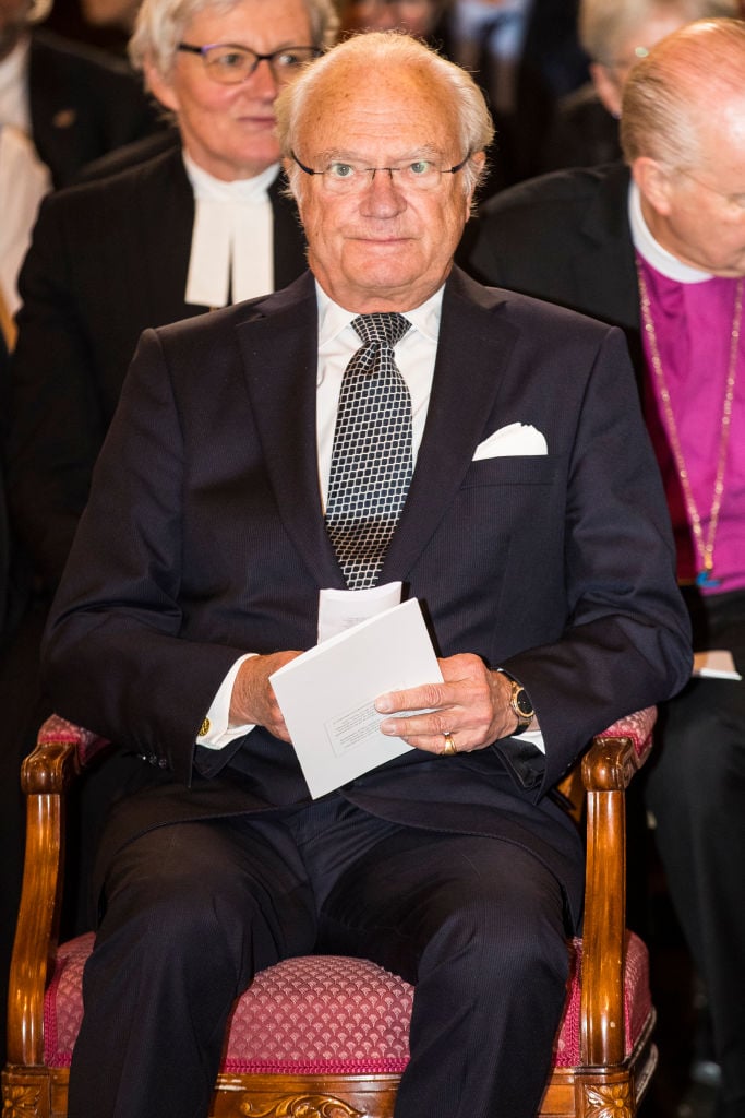 King Carl XVI Gustaf of Sweden arrives at Uppsala Cathedral