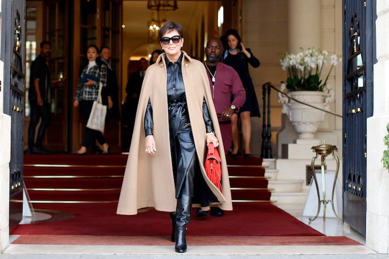 Kris Jenner walks out of a hotel