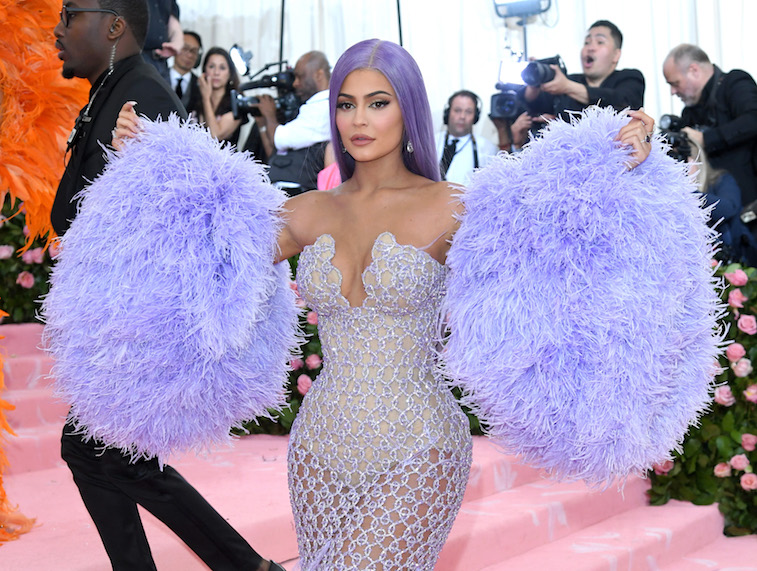 Kylie Jenner wearing a purple outfit at the 2019 Met Gala