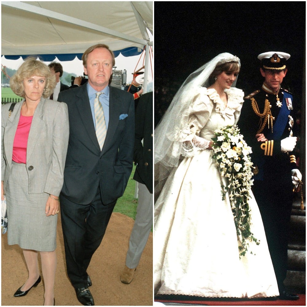 (L): Camilla and Andrew Parker Bowles, (R): Prince Charles and Princess Diana's wedding | 
