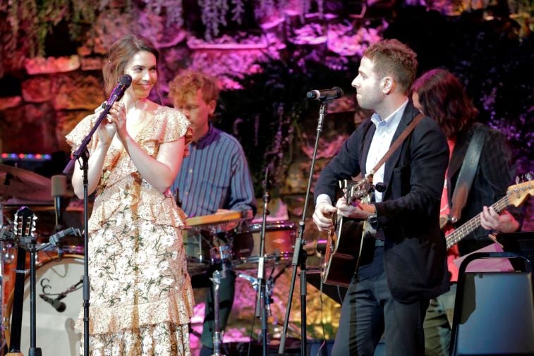 Mandy Moore and Taylor Goldsmith on stage