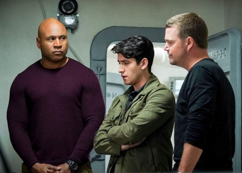 LL COOL J (Special Agent Sam Hanna), Wesam Keesh (NCIS Special Agent Ehsan Navid) and Chris O'Donnell (Special Agent G. Callen) in NCIS Los Angeles Season 11 Episode 4 | Monty Brinton/CBS via Getty Images