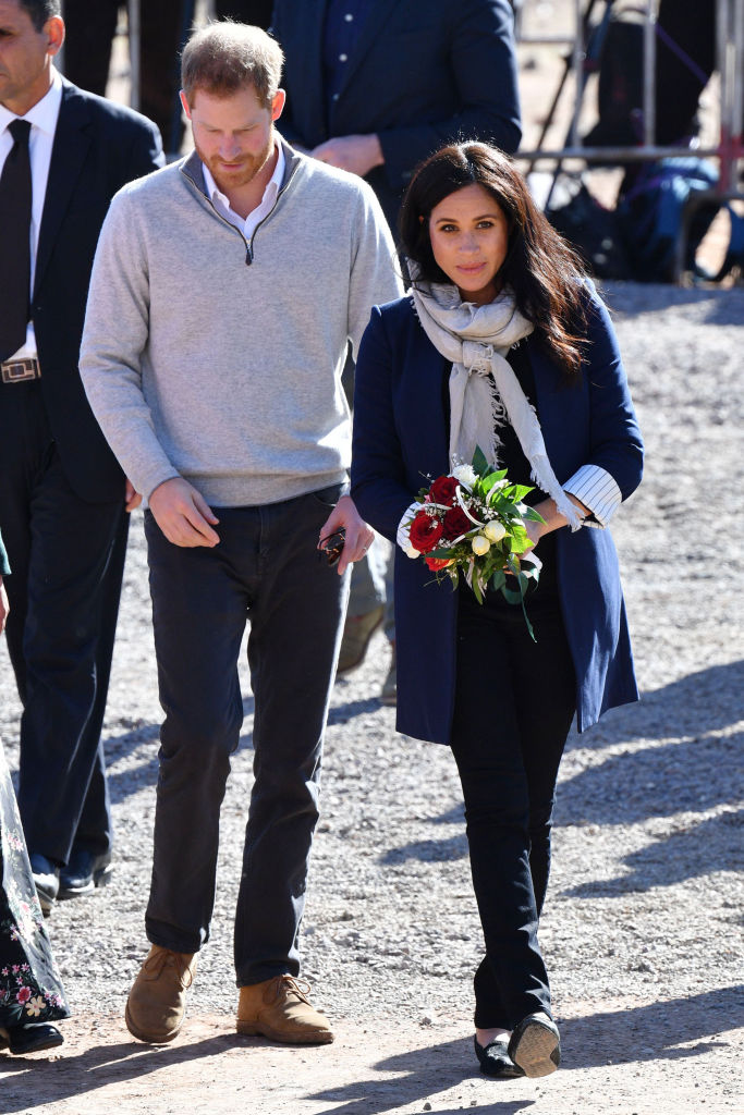 Prince Harry, Duke of Sussex and Meghan, Duchess of Sussex visit a boarding house in the town of Asni