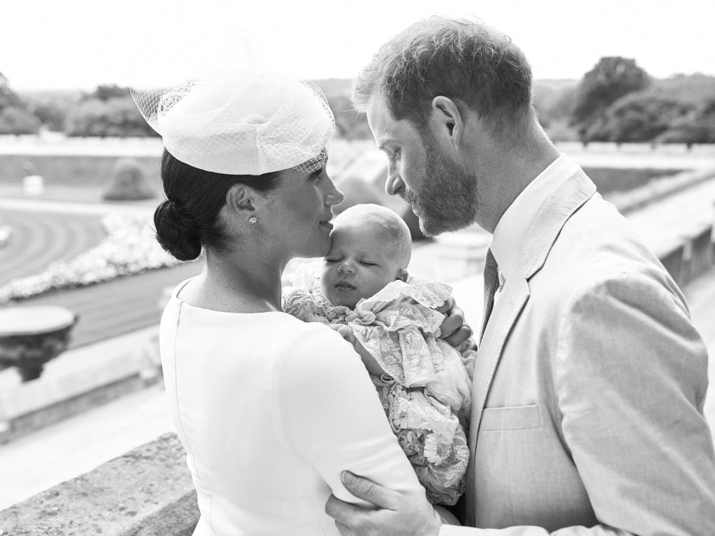 Prince Harry, Duke of Sussex (R), and his wife Meghan, Duchess of Sussex and Archie Harrison Mountbatten-Windsor at Windsor Castle