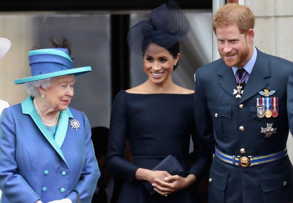 Queen Elizabeth II, Meghan Markle, and Prince Harry