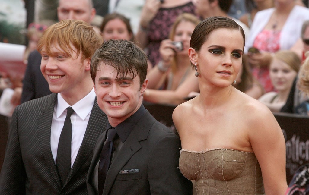 Harry Potter cast (Rupert Grint, Daniel Radcliffe, Emma Watson)at the premiere of Deathly Hallows Part Two