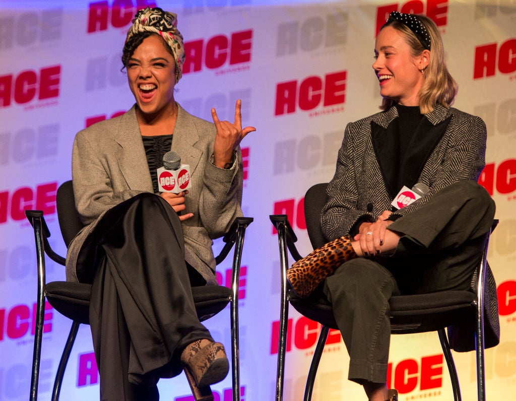 Tessa Thompson and Brie Larson at 2019 ACE Comic Con Midwest